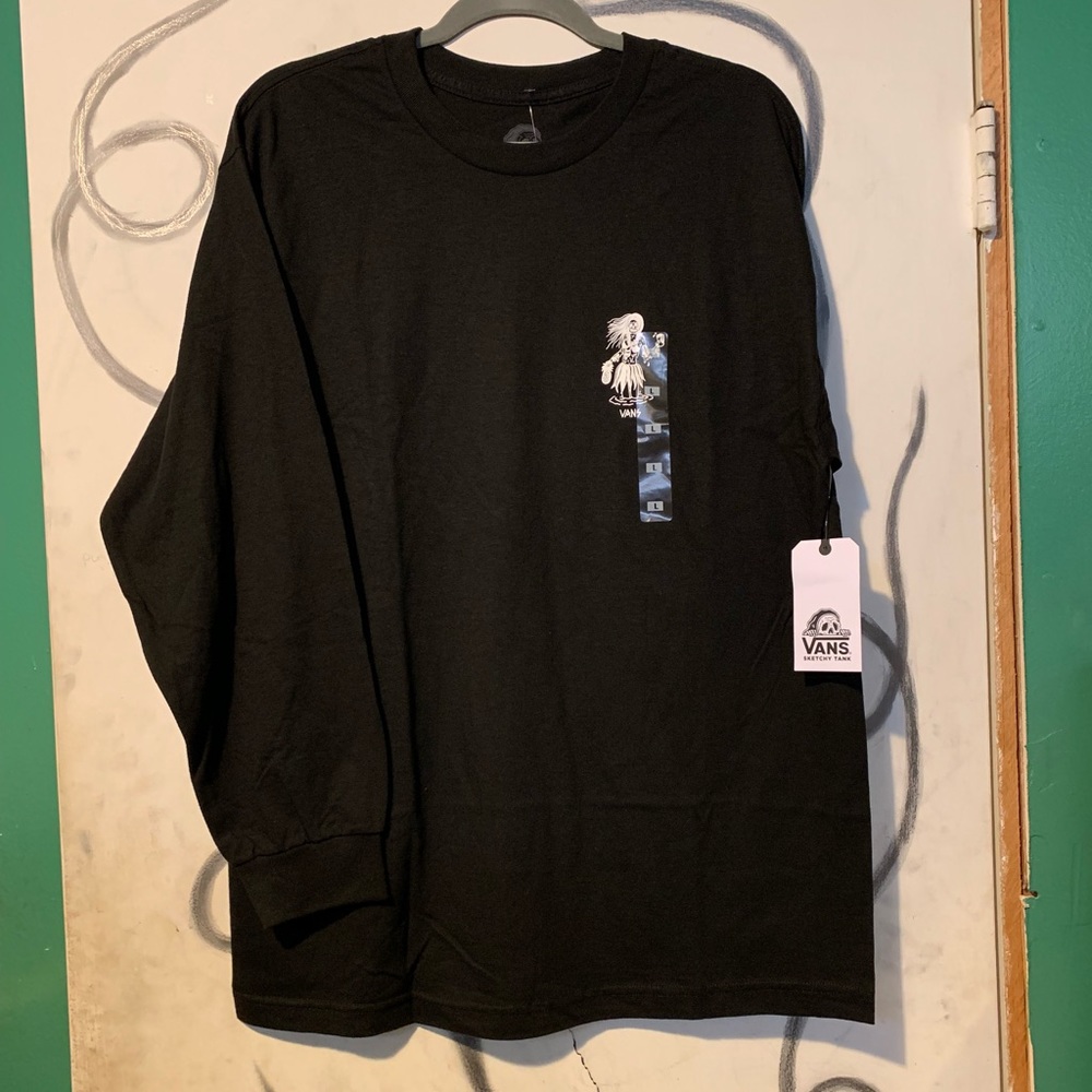 Vans long sleeve black T-shirt skeleton luau lady